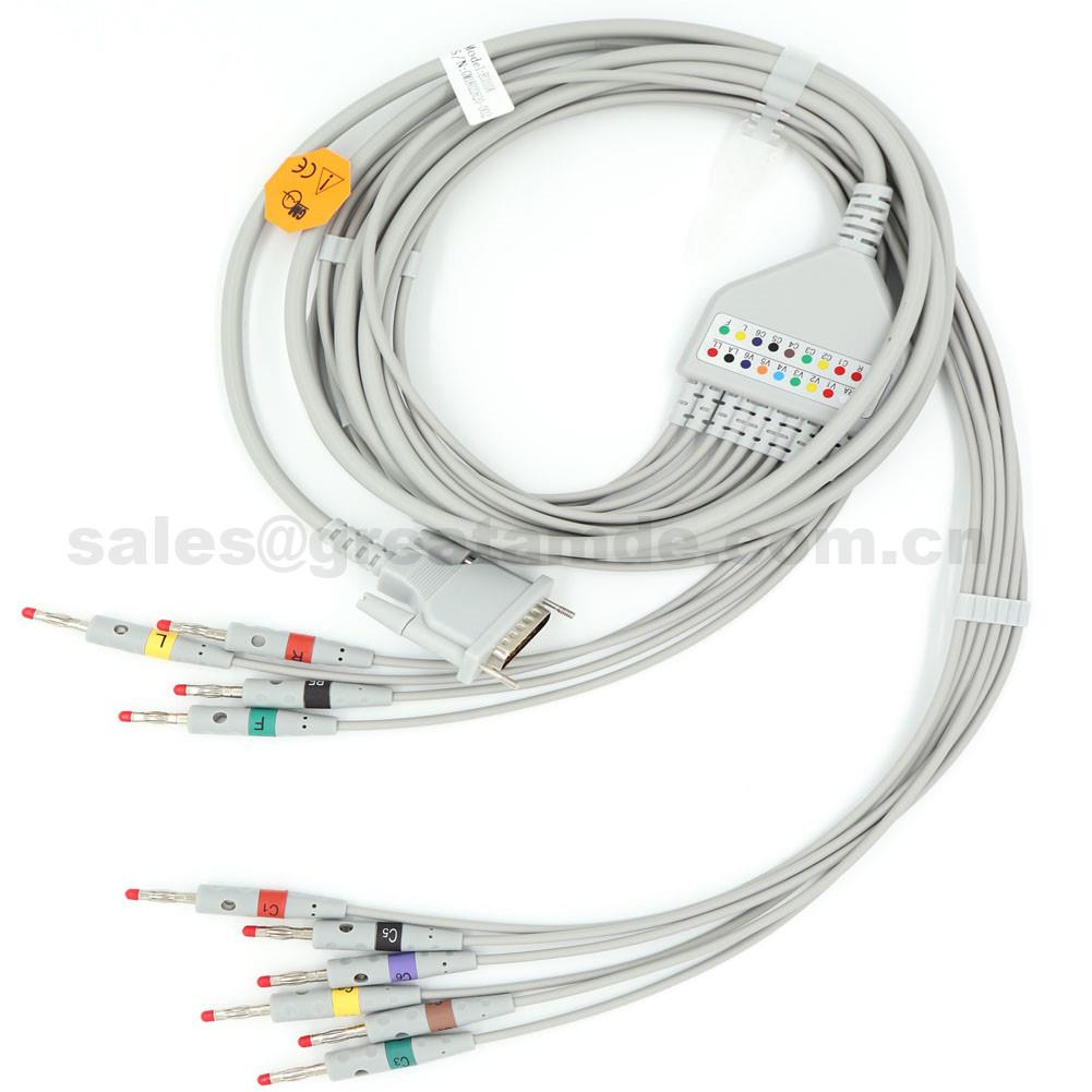 Kábel EKG10A Schiller EKG, IEC, DB15M Banana 4.0, AT-1, použitie so Schiller AT-102, CS-200, EC010A schiller EKG cable , IEC, DB15M Banana 4.0 , AT-1 ,Use with Schiller AT-102, CS-200,