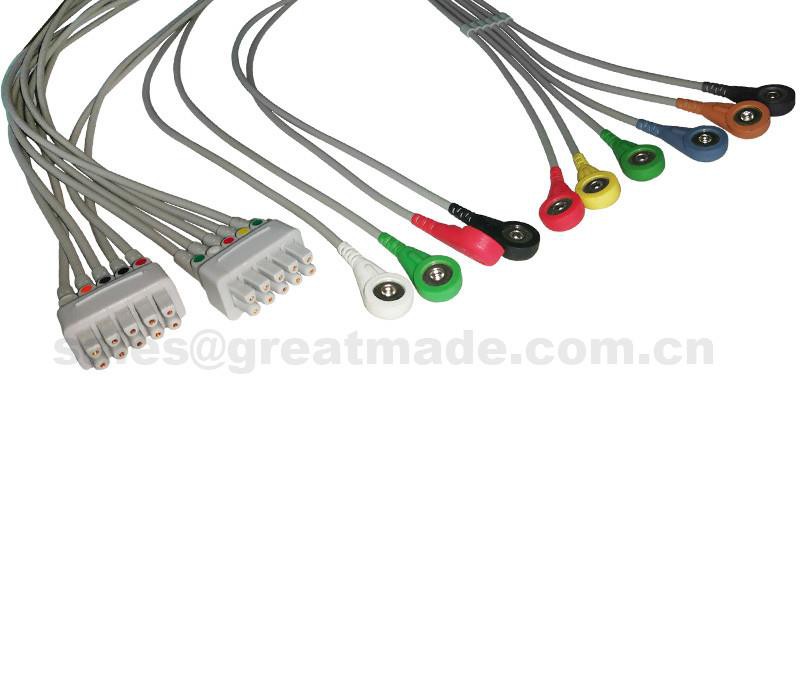 EC004BI  GE MAC500.1200 Multi-LiNK Leadwire set , Snap ,IEC