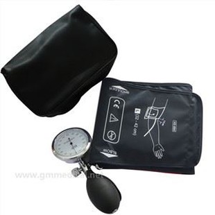 Veľká manuálna manžeta na meranie krvného tlaku pre dospelých, jednorúrková manžeta s manometrom a inflačnou žiarovkou, tmavo modrá.