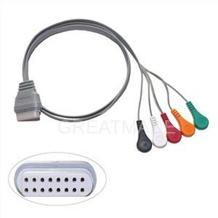 Kábel pacienta EKG so zapisovačom Holter, 16 pinov, 5 prívodov, Snap 4.0, štandard IEC kompatibilný pre zapisovač Edan Holter SE-2003 2012